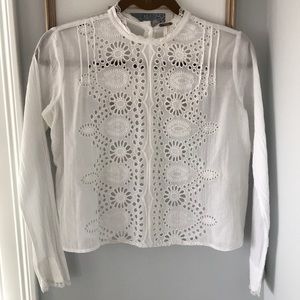 Free People White Broderie anglaise Eyelet Blouse